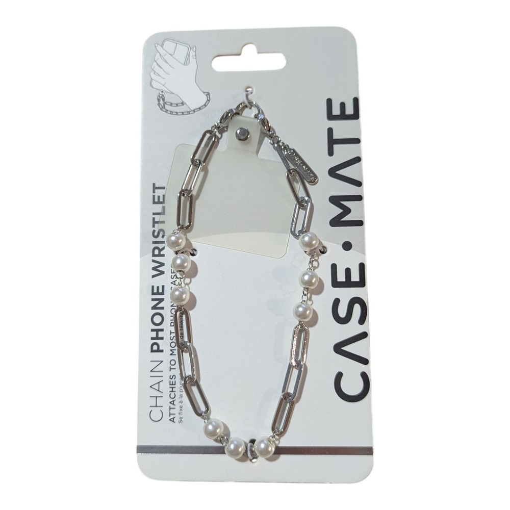X7. Case-Mate - Wristlet Chain for Most Cell Phones - Silver/Pearl